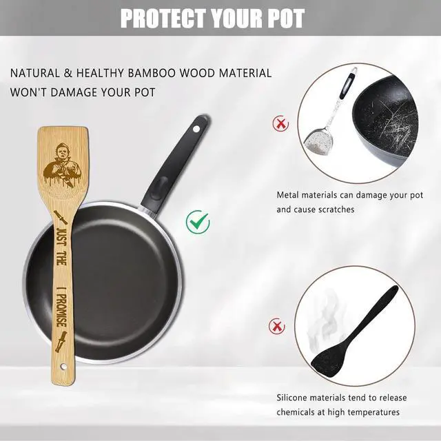 Alt view image 3 of 7 - Horror Movie Merchandise Decor Halloween Gifts Wooden Spoons for Cooking, Natural Bamboo Kitchen Decorations Set 5 Pack for Women Man Birthday Fan Lover Gift Holiday Scary Party Accessory