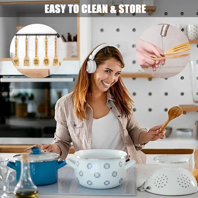 Alt view image 4 of 7 - Horror Movie Merchandise Decor Halloween Gifts Wooden Spoons for Cooking, Natural Bamboo Kitchen Decorations Set 5 Pack for Women Man Birthday Fan Lover Gift Holiday Scary Party Accessory