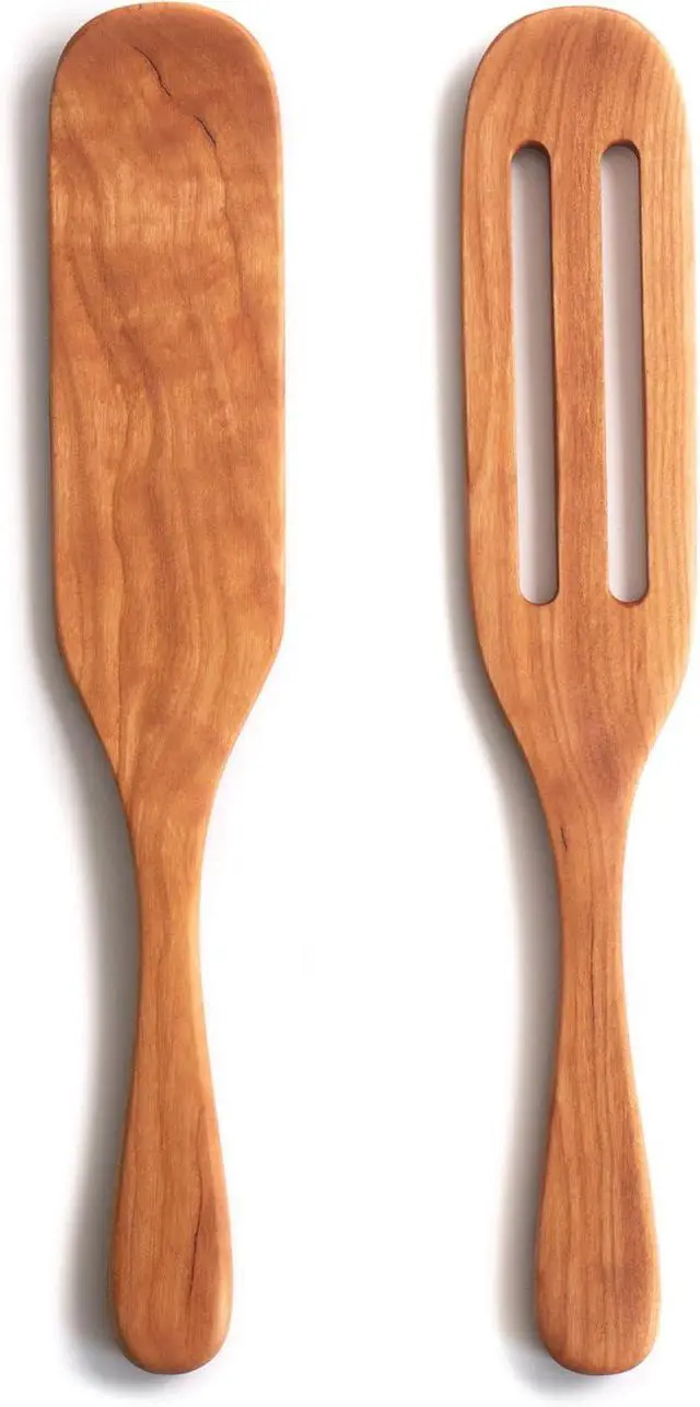 Main image of Wooden Spurtle Set - Handmade in the USA, As Seen on TV - Wood Spurtles Include Large and Slotted 12 Cooking Utensils