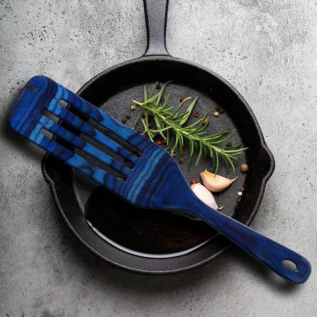 Alt view image 2 of 7 - Baltique Malta Collection 13" Wooden Spurtle Spatula  Colorful Birch Wood Cooking Utensil, Nonstick Safe, Versatile Stirring & Serving Tool