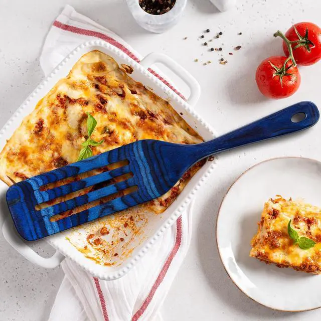 Alt view image 3 of 7 - Baltique Malta Collection 13" Wooden Spurtle Spatula  Colorful Birch Wood Cooking Utensil, Nonstick Safe, Versatile Stirring & Serving Tool