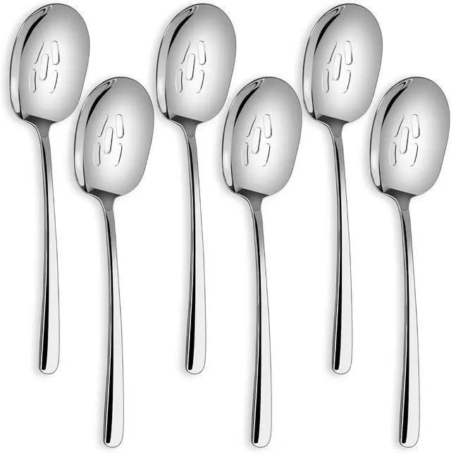 Main image of SOLEADER Extra Large Slotted Spoons for Cooking,12 Inch Stainless Steel Slotted Spoon, Slotted Cooking Spoon,Serving Spoon,Buffet Serving Utensils,Spoons Silverware,Pack of 6