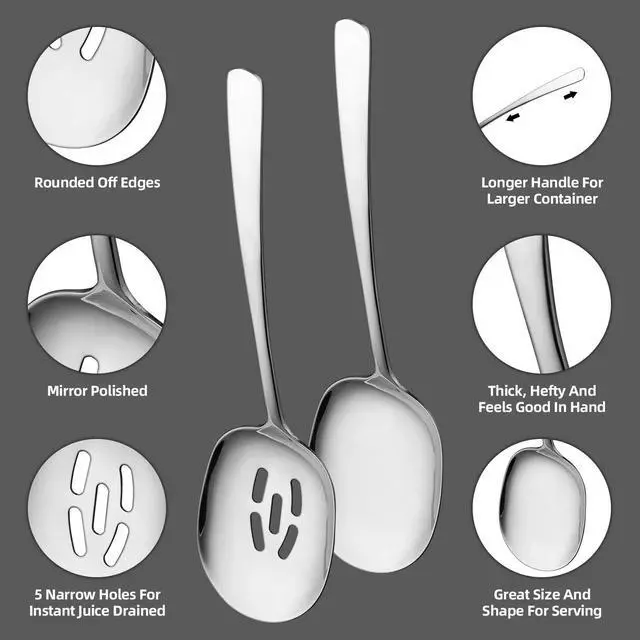 Alt view image 2 of 7 - SOLEADER Extra Large Slotted Spoons for Cooking,12 Inch Stainless Steel Slotted Spoon, Slotted Cooking Spoon,Serving Spoon,Buffet Serving Utensils,Spoons Silverware,Pack of 6