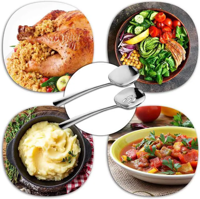 Alt view image 5 of 7 - SOLEADER Extra Large Slotted Spoons for Cooking,12 Inch Stainless Steel Slotted Spoon, Slotted Cooking Spoon,Serving Spoon,Buffet Serving Utensils,Spoons Silverware,Pack of 6