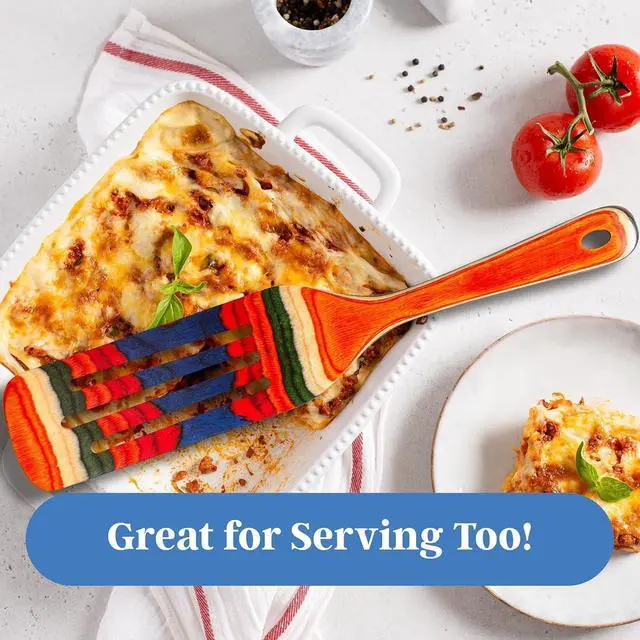 Alt view image 6 of 7 - Baltique Marrakesh Collection 13" Wooden Spurtle Spatula  Colorful Birch Wood Cooking Utensil, Nonstick Safe, Versatile Stirring & Serving Tool