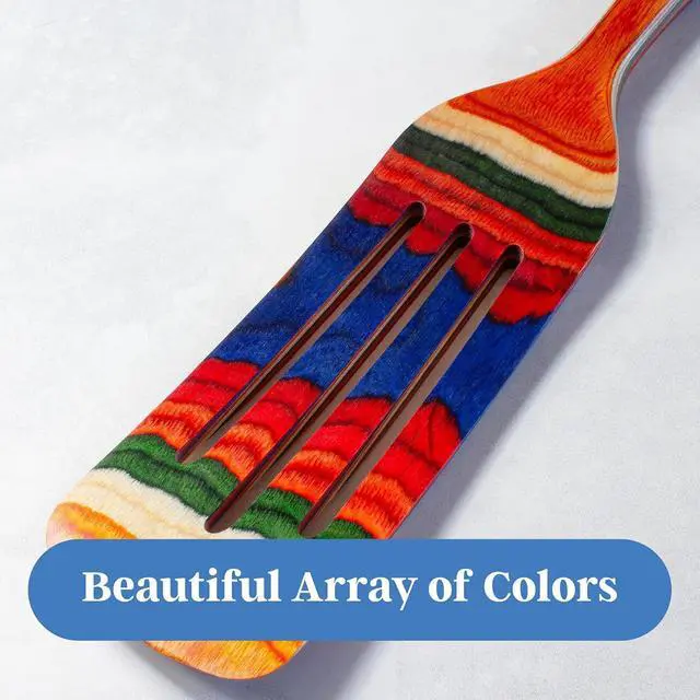Alt view image 5 of 7 - Baltique Marrakesh Collection 13" Wooden Spurtle Spatula  Colorful Birch Wood Cooking Utensil, Nonstick Safe, Versatile Stirring & Serving Tool