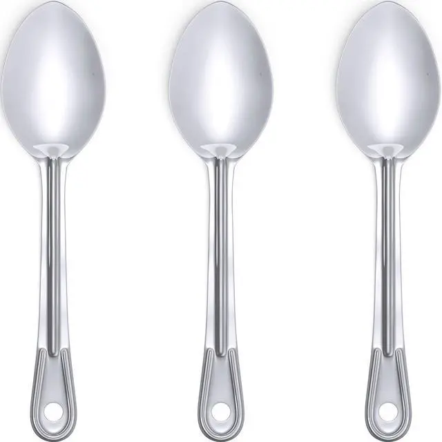 Main image of Super Strong, Ergonomic 11 in Serving Spoon 3 Pk. Big, Stainless Steel Spoons for Cooking, Baking, Stirring and Basting. Best Kitchen Flatware for Buffet and Banquet Service in Restaurants and at Home