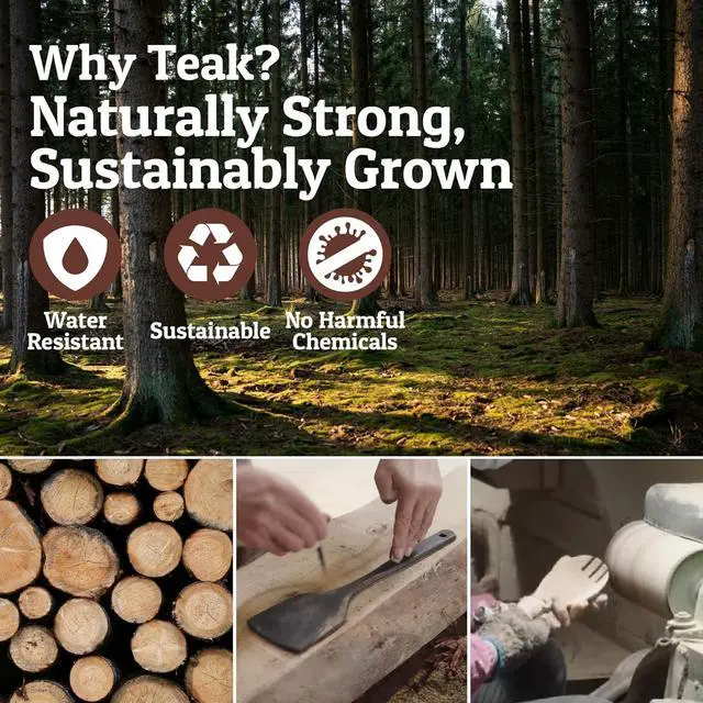 Alt view image 7 of 7 - PriorityChef Premium Wooden Spoons for Cooking - 6pc Smooth Finish Teak Wooden Utensil Set with Hanging Hooks, Heat-Resistant & Nonstick Safe, Ideal for Gifting