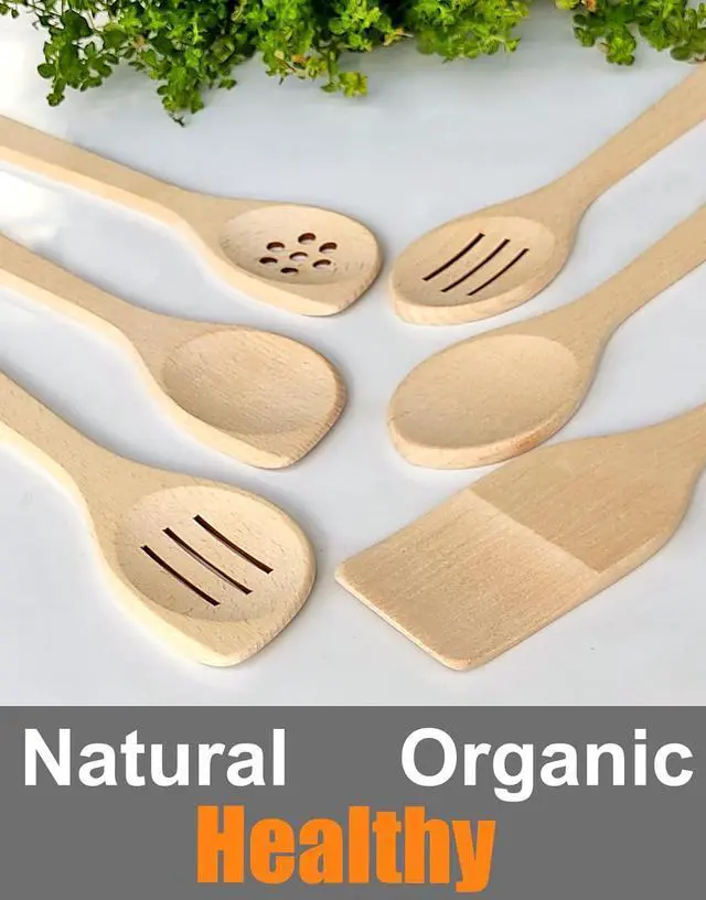 Alt view image 4 of 7 - Healthy Wooden Spoons For Cooking Set of 6. Safe and Reliable Cooking Utensils for Kitchen  100% Natural Nonstick Wood Spatula Spoon For Scraping, Stirring, Serving  Uncoated Solid Hardwood