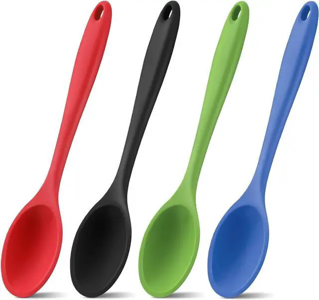 Main image of 4 Pcs Large Mixing Spoon Silicone Cooking Spoons Colored Heat Resistant Spoons Nonstick Silicone Serving Spoons for Kitchen Cooking Baking Stirring Cooking Mixing (Red Black Green Blue)
