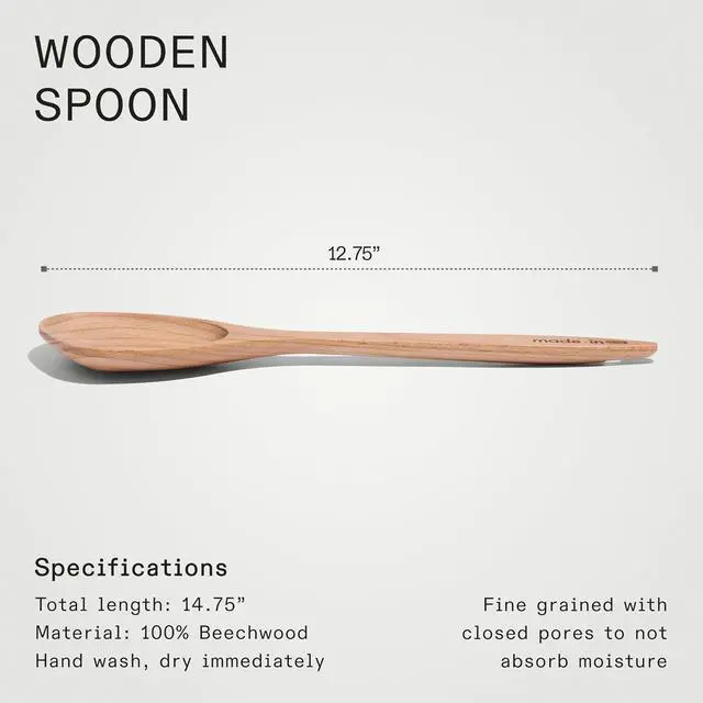 Alt view image 5 of 6 - Made In Cookware - Wooden Spoon - Handcrafted for Thorough Mixing and Gentle Cookware Care - Crafted in Hungary
