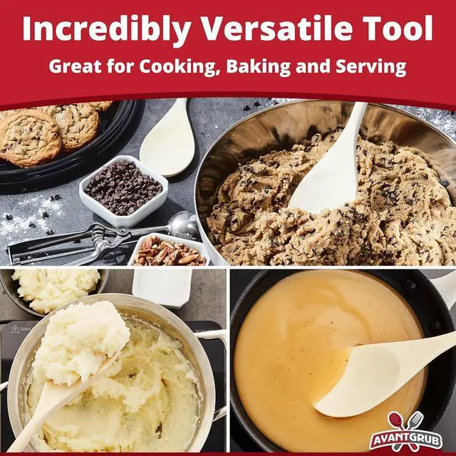 Alt view image 2 of 6 - Pro Grade, Super Comfy Wooden Spoon, 3 Pc Set. Heavy Duty, Wood Spoons with Long Handles for Cooking, Baking, Stirring and Mixing in Restaurants or at Home. Best Kitchen Utensils for Nonstick Cookware