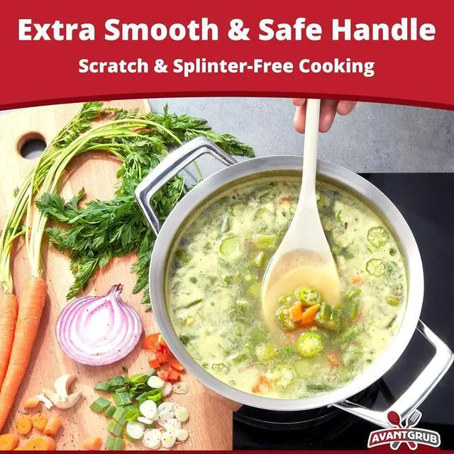 Alt view image 5 of 6 - Pro Grade, Super Comfy Wooden Spoon, 3 Pc Set. Heavy Duty, Wood Spoons with Long Handles for Cooking, Baking, Stirring and Mixing in Restaurants or at Home. Best Kitchen Utensils for Nonstick Cookware