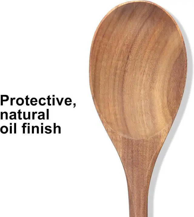 Alt view image 3 of 7 - 2 Pcs Large Wooden Spoons for Cooking Serving Utensils 12" Big Mixing Non Toxic Spoon for Baking Cooking Spatula Set Unique Acacia Wood Teak Long Stirring Spoons Ladle Kitchen Tools Gift