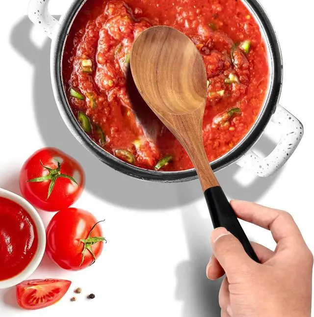 Alt view image 2 of 7 - 2 Pcs Large Wooden Spoons for Cooking Serving Utensils 12" Big Mixing Non Toxic Spoon for Baking Cooking Spatula Set Unique Acacia Wood Teak Long Stirring Spoons Ladle Kitchen Tools Gift