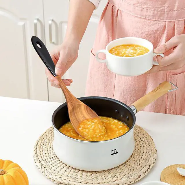 Alt view image 4 of 7 - 2 Pcs Large Wooden Spoons for Cooking Serving Utensils 12" Big Mixing Non Toxic Spoon for Baking Cooking Spatula Set Unique Acacia Wood Teak Long Stirring Spoons Ladle Kitchen Tools Gift