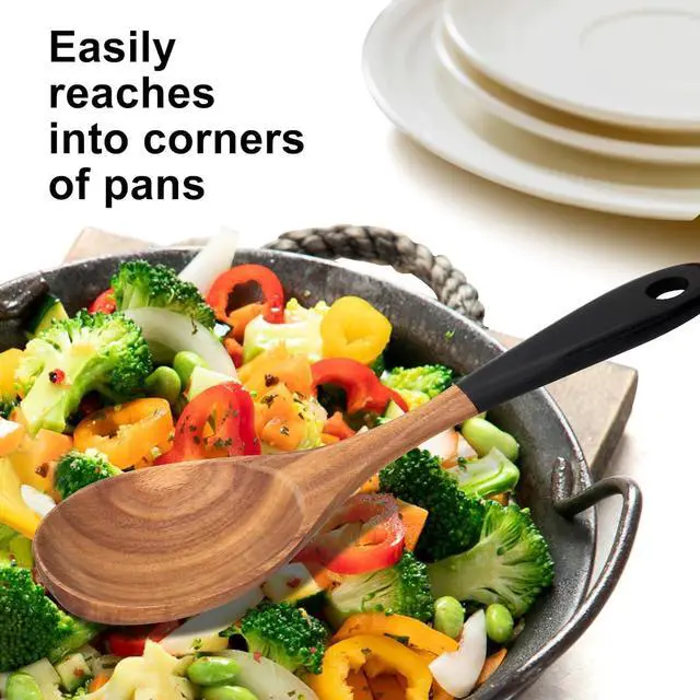 Alt view image 5 of 7 - 2 Pcs Large Wooden Spoons for Cooking Serving Utensils 12" Big Mixing Non Toxic Spoon for Baking Cooking Spatula Set Unique Acacia Wood Teak Long Stirring Spoons Ladle Kitchen Tools Gift