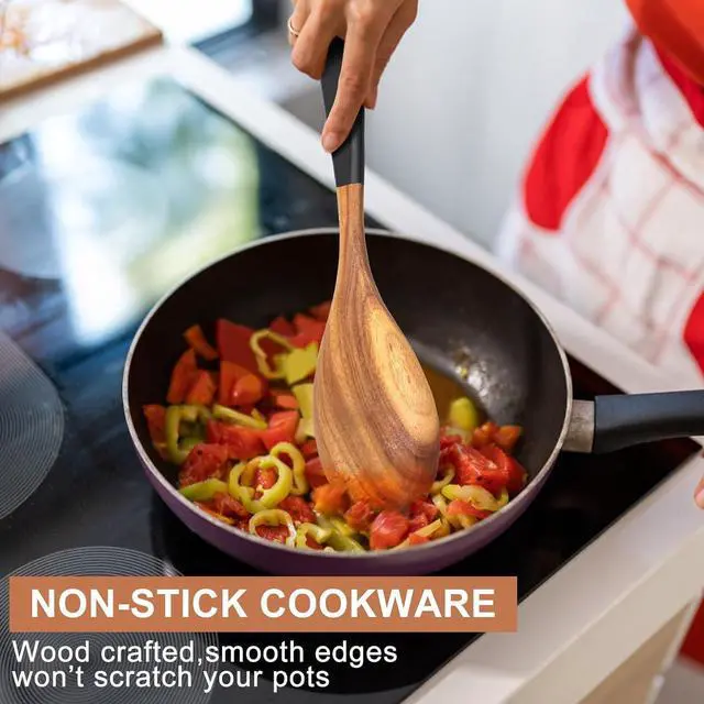 Alt view image 6 of 7 - 2 Pcs Large Wooden Spoons for Cooking Serving Utensils 12" Big Mixing Non Toxic Spoon for Baking Cooking Spatula Set Unique Acacia Wood Teak Long Stirring Spoons Ladle Kitchen Tools Gift