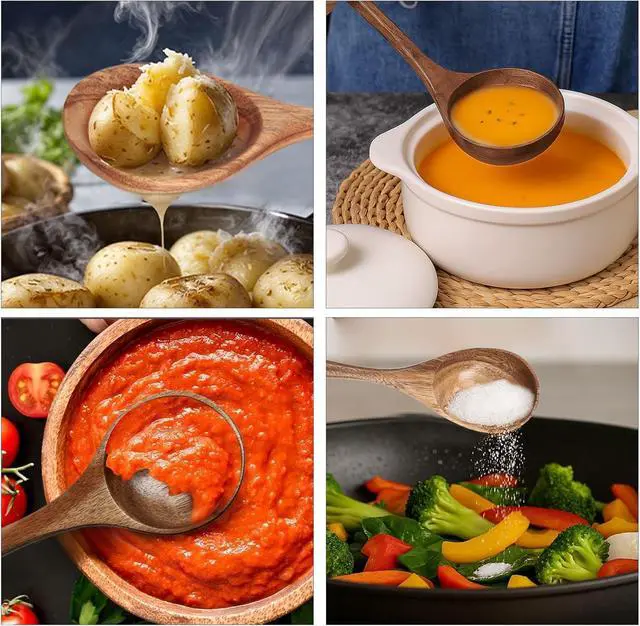 Alt view image 5 of 7 - HAKSEN Wooden Spoons for Cooking, 10PCS Natural Acacia Wood Kitchen Utensils Set, Wooden Utensil Set for Nonstick Cookware, Smooth Finish, Sturdy & Durable