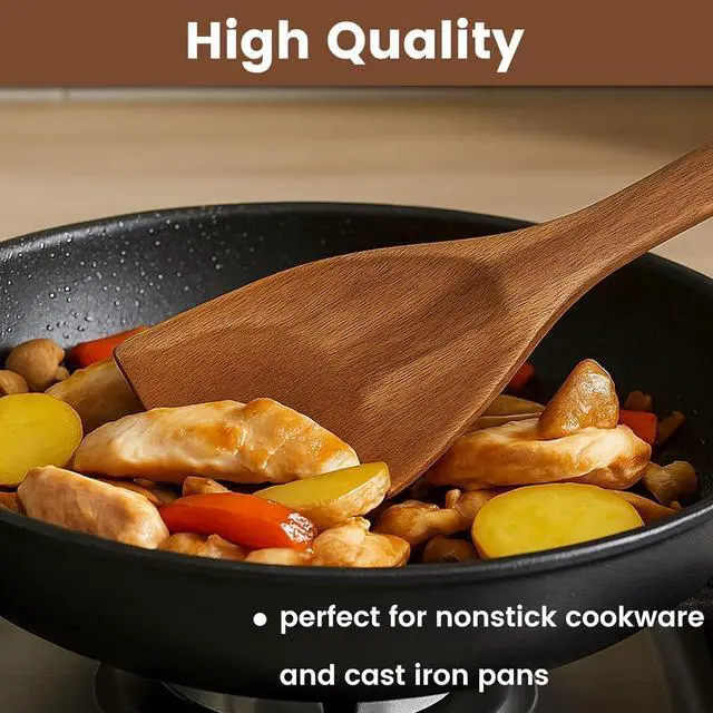 Alt view image 4 of 7 - HAKSEN Wooden Spoons for Cooking, 10PCS Natural Acacia Wood Kitchen Utensils Set, Wooden Utensil Set for Nonstick Cookware, Smooth Finish, Sturdy & Durable
