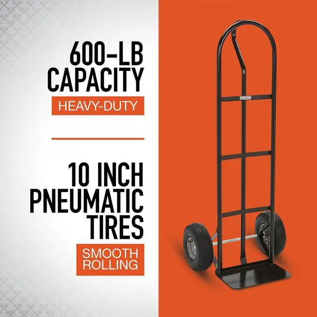 Alt view image 4 of 7 - Ironton Steel Pneumatic Hand Truck Dolly - 600-Lb. Capacity, 10in. Tires, Powder-Coat Finish