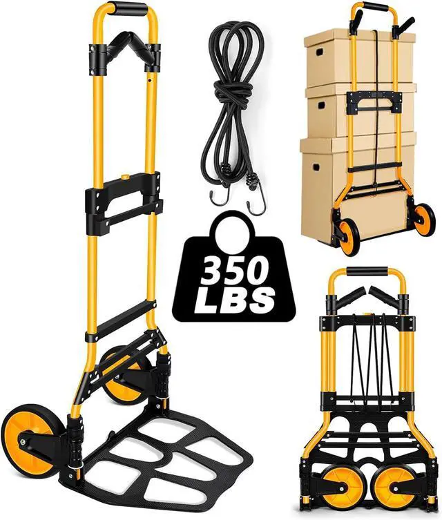 Main image of 350 LB Capacity Upgraded Folding Hand Truck Dolly,Portable Dolly Cart with Telescoping HandleRubber Wheels and Aluminum Wheel Frame for Moving,Shopping,Travel,Office Use.