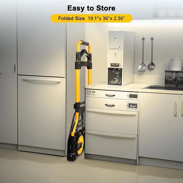 Alt view image 6 of 7 - 350 LB Capacity Upgraded Folding Hand Truck Dolly,Portable Dolly Cart with Telescoping HandleRubber Wheels and Aluminum Wheel Frame for Moving,Shopping,Travel,Office Use.