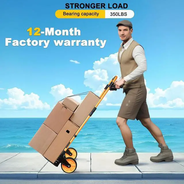 Alt view image 5 of 7 - 350 LB Capacity Upgraded Folding Hand Truck Dolly,Portable Dolly Cart with Telescoping HandleRubber Wheels and Aluminum Wheel Frame for Moving,Shopping,Travel,Office Use.