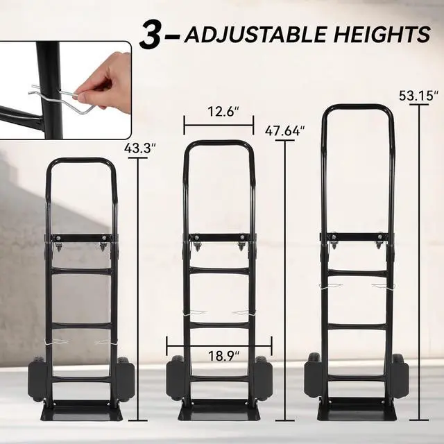 Alt view image 2 of 7 - 2 in 1 Convertible Hand Truck and Cart, Utility Dolly Platform Cart with Telescoping Handle 4 Wheels, 220 LB Heavy Duty Hand Cart for Luggage, Travel, Moving, Shopping, Office Use - Black