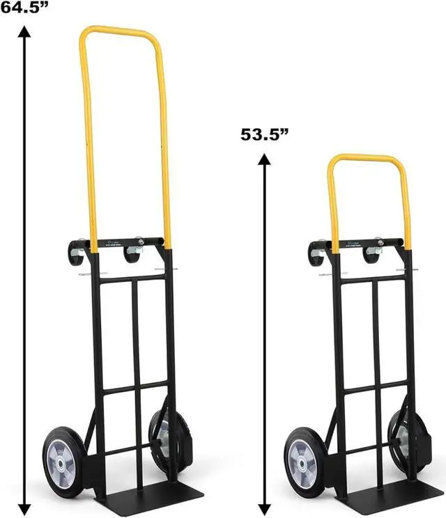 Alt view image 2 of 6 - SIMPLI-MAGIC 2 in 1 Convertible Hand Truck and Dolly, 800LBS  Heavy-Duty Moving Dolly Cart with 10" Flat Free Rubber Wheels & Handle