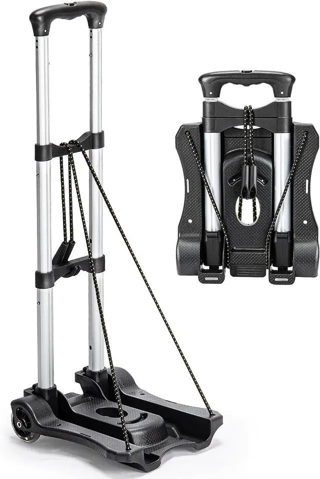 Main image of Small Folding Hand Truck Dolly with 2 Wheels, Foldable Luggage Cart, Lightweight Aluminum Collapsible Trolly Portable Dolly for Moving Airport Travel Use
