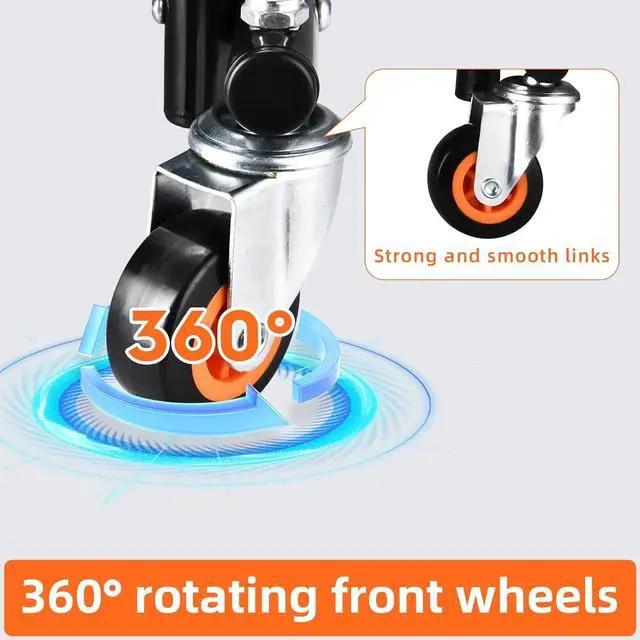 Alt view image 3 of 7 - Folding Hand Truck500lbs Capacity Heavy Duty Carrying Hand CartIronton Steel Hand Truck with 4 Rotate Wheelsfor Luggage, Moving, Shopping, Office,Travel Use(Orange)