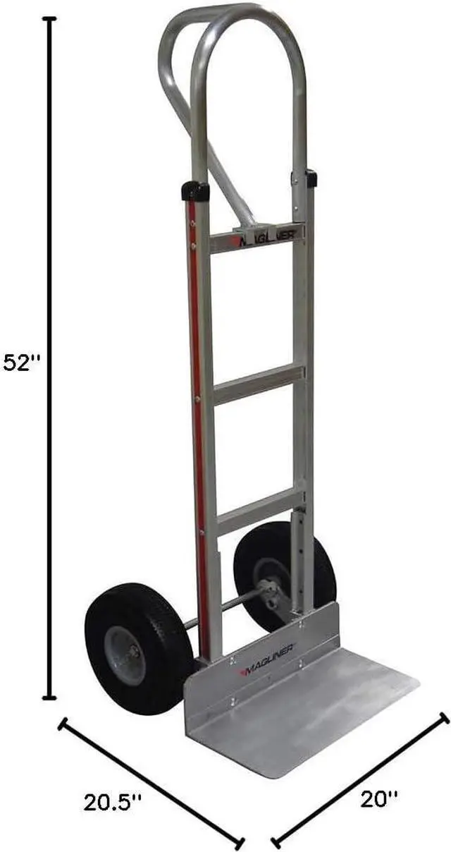 Alt view image 4 of 5 - Magliner HMK15AG2C Aluminum Hand Truck, Vertical Loop Handle, 18" x 9" Aluminum Extruded Nose Plate, 500 lb Capacity