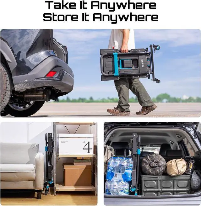 Alt view image 5 of 7 - 2-in-1 Folding Hand Truck Dolly, 330 lbs Max Capacity TPR Wheels Heavy-Duty Cart, 3-Gear Retractable Handle, for Utility Move Shopping Delivery