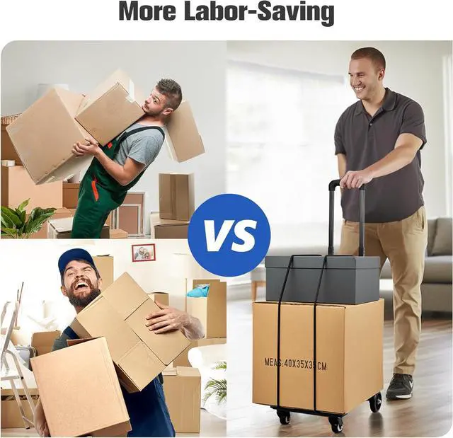 Alt view image 5 of 7 - KEDSUM Folding Hand Truck with 4 Wheels, Lightweight Dolly Cart with Wheels, Expandable Baseplate Foldable Hand Truck Dolly, Collapsible Luggage Cart for Airport Travel, Moving and Office Use, 290lbs