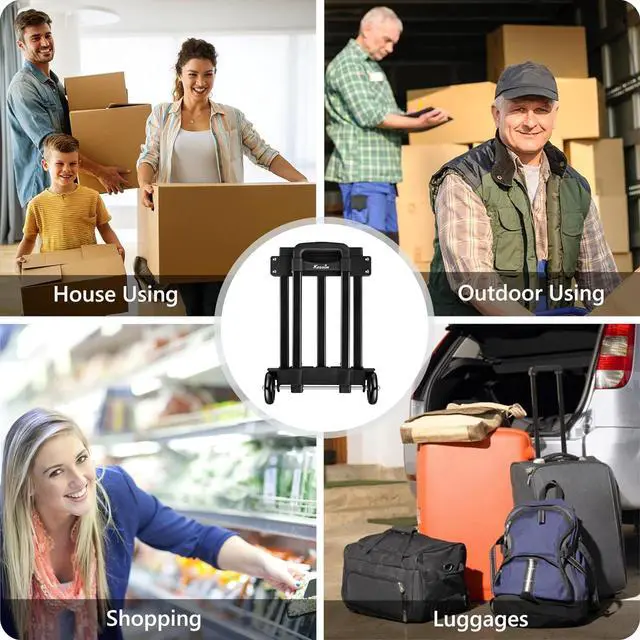 Alt view image 7 of 7 - KEDSUM Folding Hand Truck with 4 Wheels, Lightweight Dolly Cart with Wheels, Expandable Baseplate Foldable Hand Truck Dolly, Collapsible Luggage Cart for Airport Travel, Moving and Office Use, 290lbs