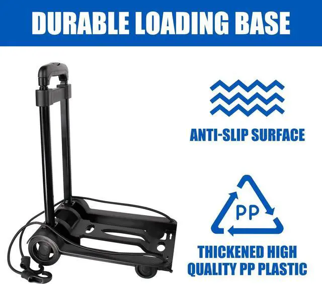 Alt view image 3 of 6 - Folding Hand Truck, Foldable Dolly Cart with Two Wheels, Collapsible Hand Cart with Adjustable Handle Lightweight Trolley Cart for Moving, Travel, Shopping, Office Use, Portable & Compact