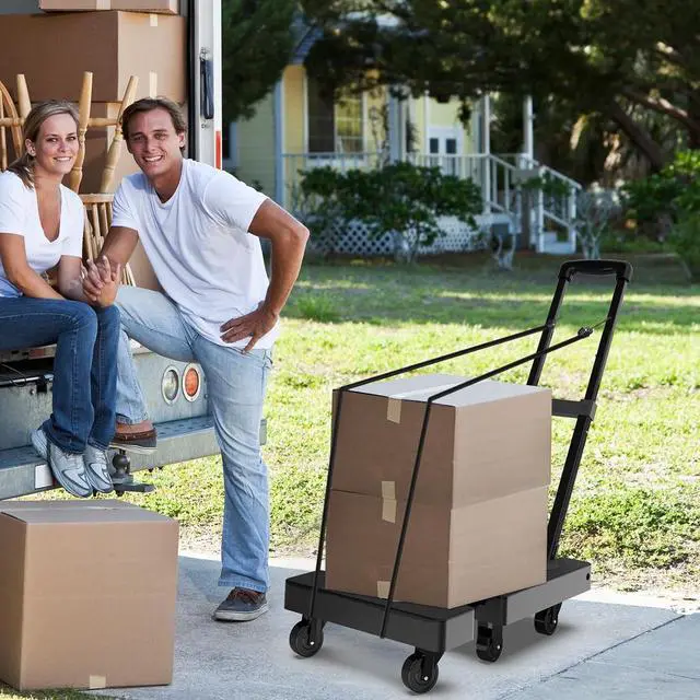 Alt view image 6 of 7 - SOLEJAZZ Folding Hand Truck Portable Dolly Cart with Wheels Foldable 500LB Heavy Duty Luggage Cart Collapsible Hand Cart Moving Dolly for Airport Travel Furniture Luggage Office Moving, Black