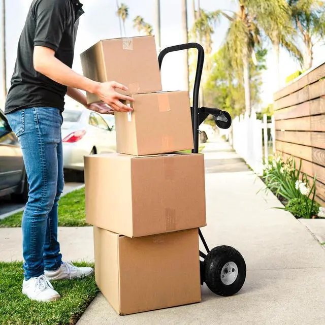 Alt view image 7 of 7 - Olympia Tools 800 Lb Steel Convertible Hand Truck with 10" Pneumatic Wheels for Home and Office Use