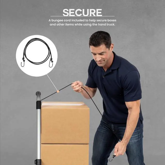 Alt view image 5 of 7 - Vergo 275 Ibs Capacity Folding Hand Truck Dolly  Lightweight Aluminum Frame Dolly Cart with 42" Telescoping Handle, Compact Hand Cart with 7 Rubber Wheels - Ideal for Multi-Purpose Use (S300BT)