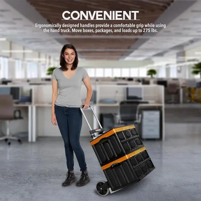Alt view image 6 of 7 - Vergo 275 Ibs Capacity Folding Hand Truck Dolly  Lightweight Aluminum Frame Dolly Cart with 42" Telescoping Handle, Compact Hand Cart with 7 Rubber Wheels - Ideal for Multi-Purpose Use (S300BT)