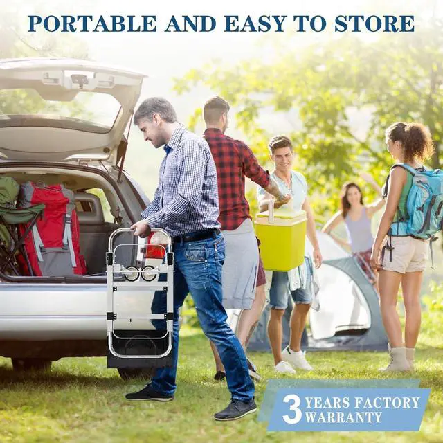 Alt view image 6 of 7 - 600-Pound Heavy-Duty 4-Wheel Folding Hand Truck/Cart with Adjustable Height & Length for Ultimate Versatility