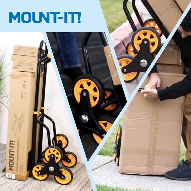 Alt view image 7 of 7 - Mount-It! Stair Climbing Dolly, 330 Lb Capacity Heavy-Duty Stair Climbing Hand Truck with Telescoping Handle and 6 Wheels