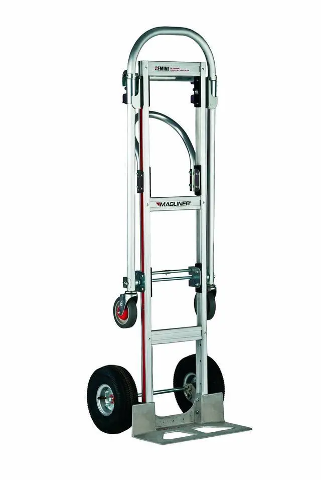 Main image of Magliner GMK81UA4 Gemini Sr Convertible Hand Truck, Pneumatic Wheels, 500 lbs Load Capacity, 61" Height, 55-3/4" Length x 21" Width , Silver