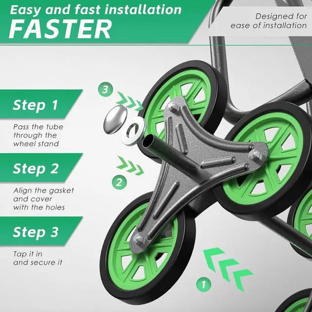 Alt view image 6 of 7 - Stair Climbing Hand Truck 440lbHeavy Duty Dolly Cart for StairsThickened Upgraded Steel Tube Folding Stair Climbing Trolley with Six Wheels and Telescoping Handle