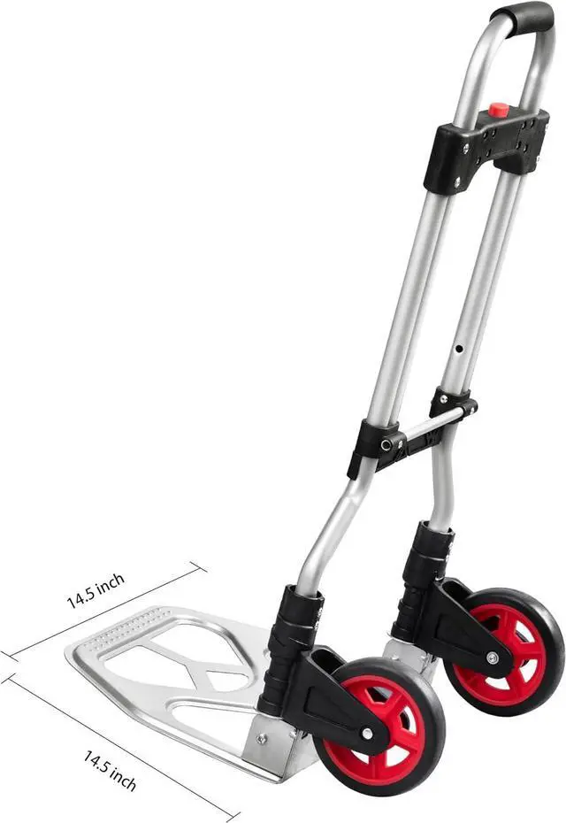 Alt view image 2 of 7 - LEADALLWAY Dolly Cart Folding Hand Truck and Dolly,Steel Portable Cart with Telescoping Handle and Nylon+Rubber Wheels 180 lbs Capacity