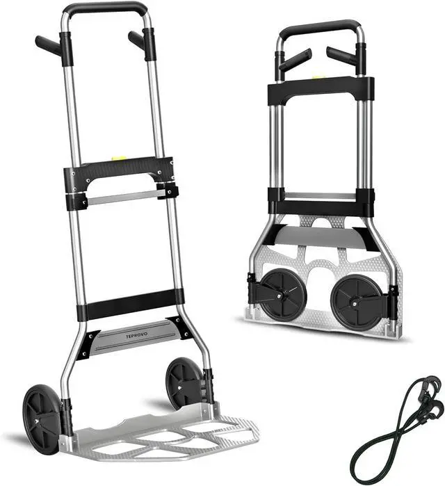 Main image of Folding Hand Truck Dolly Cart,340LB Capacity Portable Aluminum Dolly Cart with Telescoping Handle and 7 Inch Rubber Wheels for Moving,Shopping,Travel,Office Use