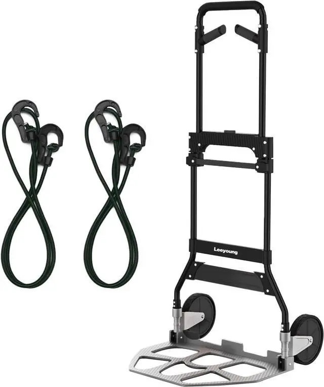Main image of Leeyoung Folding Hand Truck Dolly Cart with Wheels,Heavy Duty 375lb Dolly for MovingAluminum Wheel Bracket and Steel Tube Frame, Foldable Hand Truck with Adjustable Handle for Moving Indoor/Outdoor