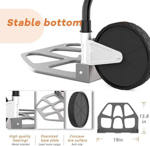 Alt view image 2 of 7 - Leeyoung Folding Hand Truck Dolly Cart with Wheels,Heavy Duty 375lb Dolly for MovingAluminum Wheel Bracket and Steel Tube Frame, Foldable Hand Truck with Adjustable Handle for Moving Indoor/Outdoor