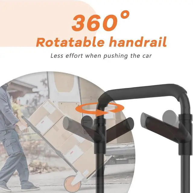 Alt view image 4 of 7 - Leeyoung Folding Hand Truck Dolly Cart with Wheels,Heavy Duty 375lb Dolly for MovingAluminum Wheel Bracket and Steel Tube Frame, Foldable Hand Truck with Adjustable Handle for Moving Indoor/Outdoor